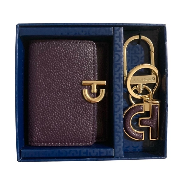 NEW COLE HAAN GRAND SERIES ESS Wallet & Key Fob Gift Set Blackberry Cordial - Picture 1 of 13